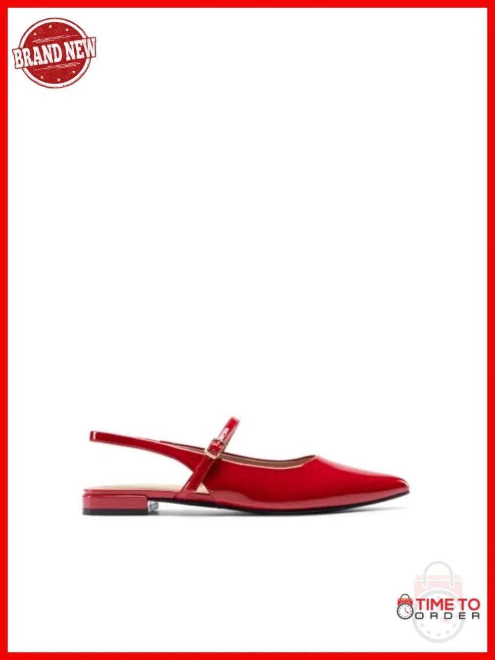 Slingback Pointed Toe Mary Jane Flats with Buckle Strap Low Heel Dressy Flats